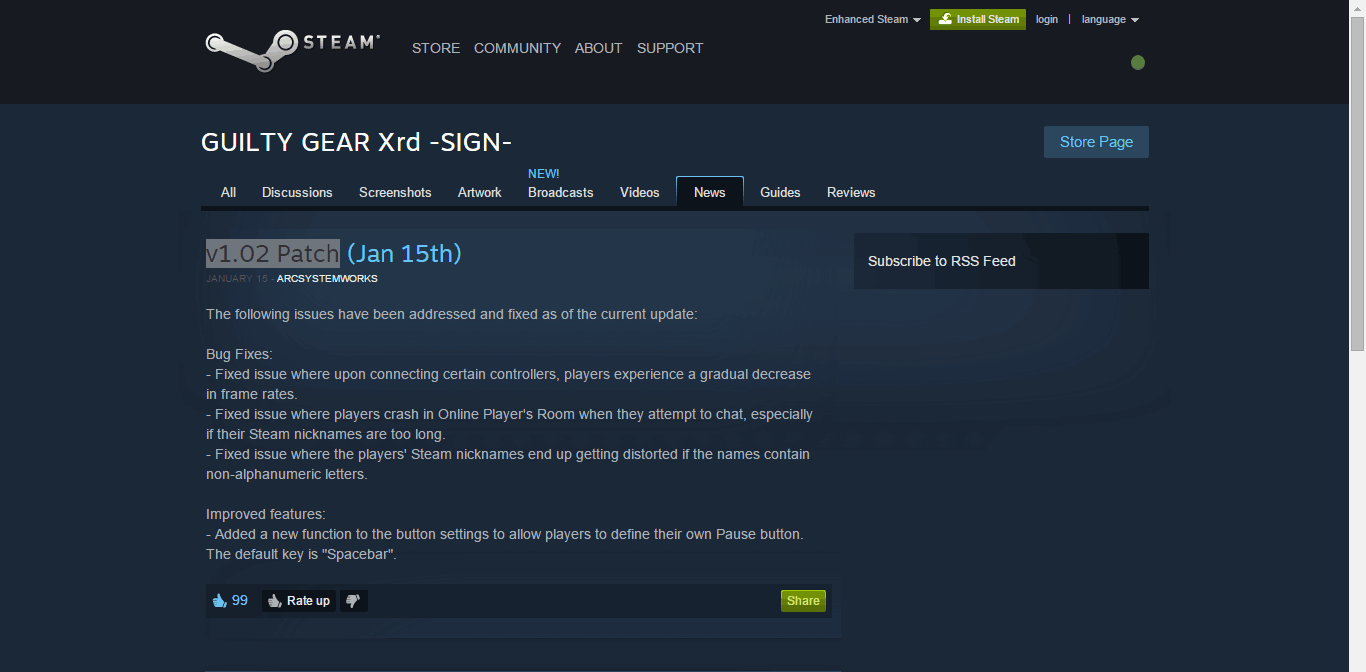Guilty Gear Xrd Steam V1.02 Patch Notes
